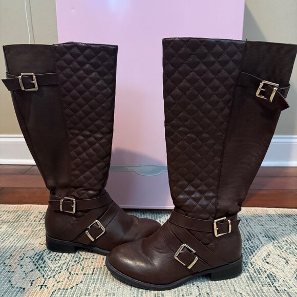 *Extra Wide Calf* Dark Brown Riding Boots (9W) - Picture 1 of 5